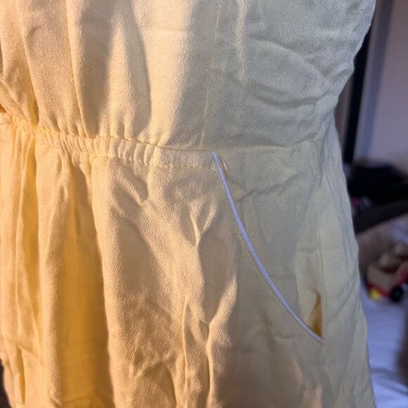 Naf naf yellow button up dress size 38 vintage vibes short sleeve mini length si - Picture 5 of 5